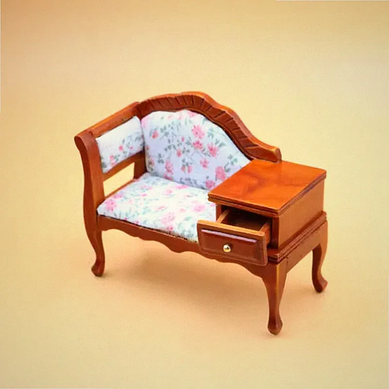1:12 Scale Doll House Miniatures Furniture Vintage Sofa Bed Accessories Handmade
