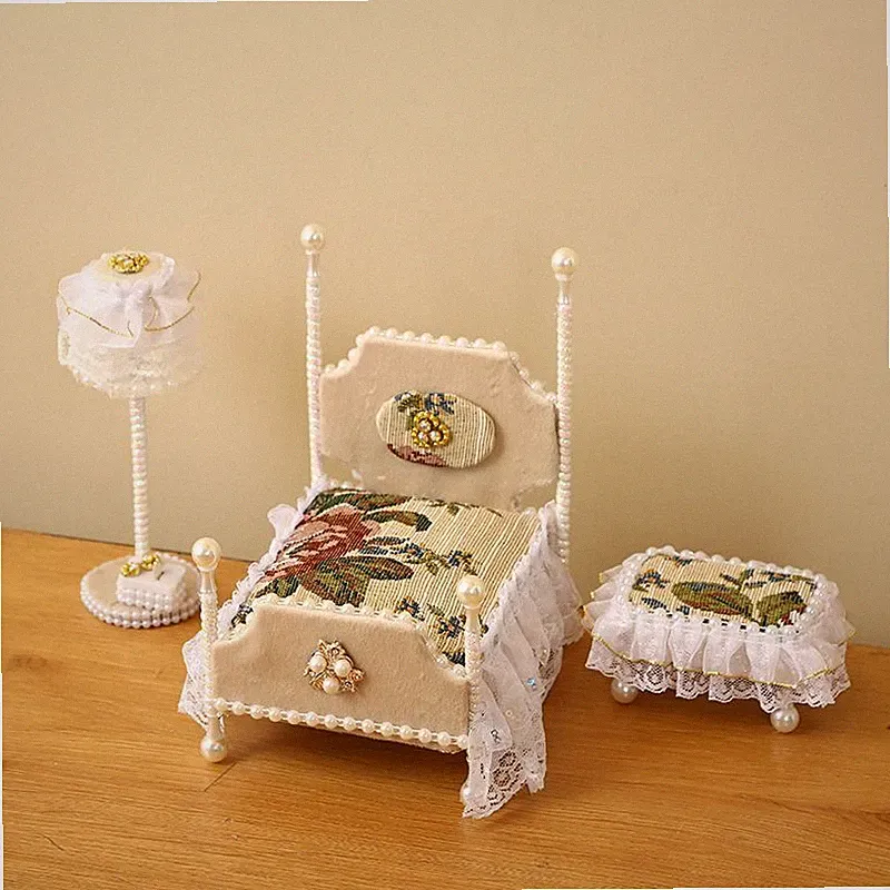 1:12 Scale Dollhouse Miniature Furniture European Bed Double Sofa Coffee Table