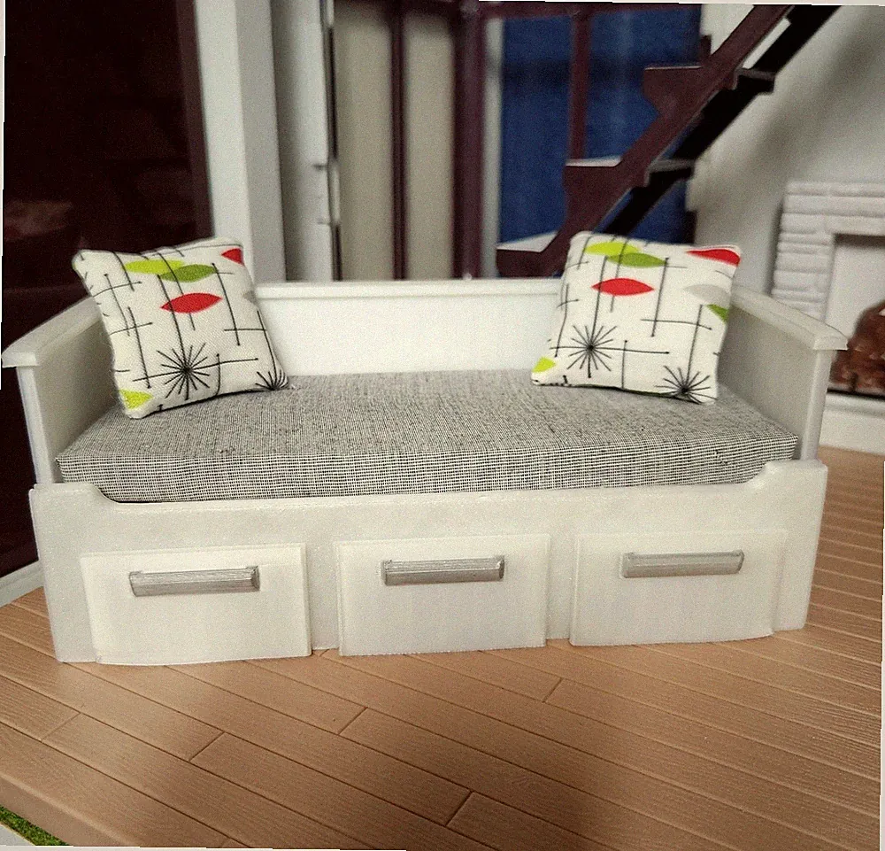 1:12 Scale Dollhouse Miniature IKEA Sofa Bed Modern Phicen Couch Atomic Pillows