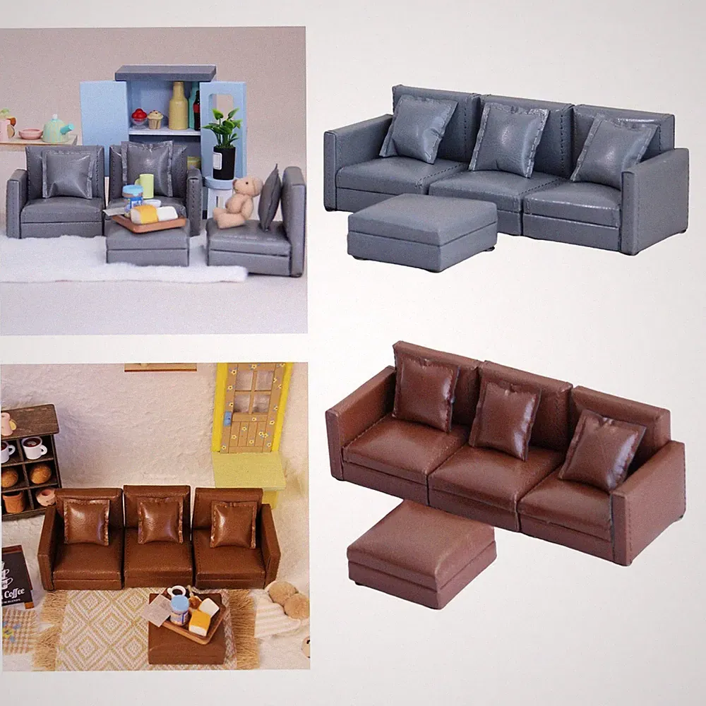 1:12 scale dollhouse sectional sofa, miniature furniture, DIY accessory, small