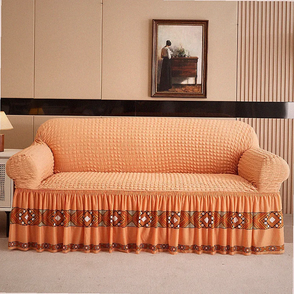 Washable Stretch Seersucker Sofa Cover Anti-Slip 1/2/3/4 Seater Couch Protector