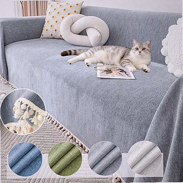 1/2/3/4 Seater Boho Chenille Sofa Cover Pet Friendly Throw Thick Couch Protector