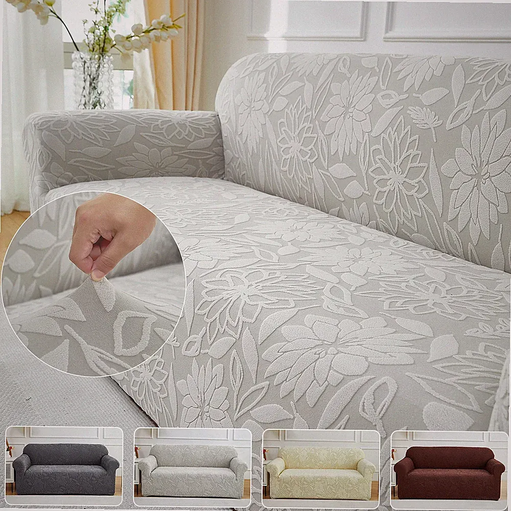 1/2/3/4 Seater Jacquard Sofa Cover Floral Stretch Couch Slipcover Full-Surround
