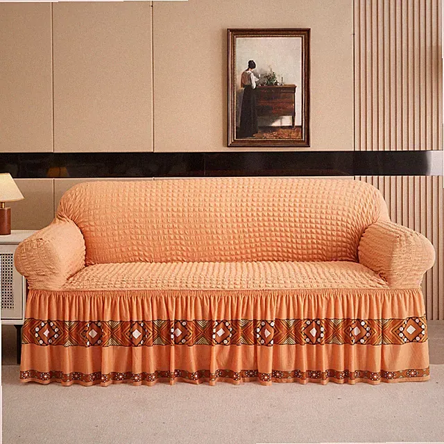 1/2/3/4 Seater Ruffled Sofa Cover Stretch Full Couch Protector Easy Fit Washable