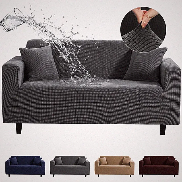 1/2/3/4 Seater Waterproof Fleece Sofa Cover High Stretch Full Coverage Couch