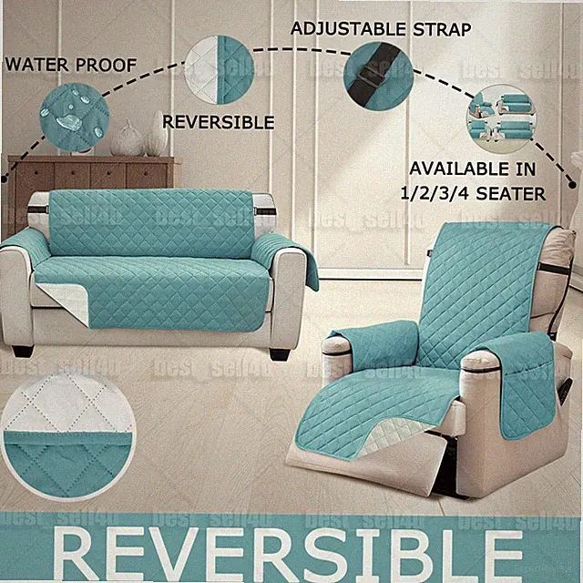 1/2/3 Seat Quilted Sofa Cover Water Resistant Couch Slipcover Protector Pet Mat