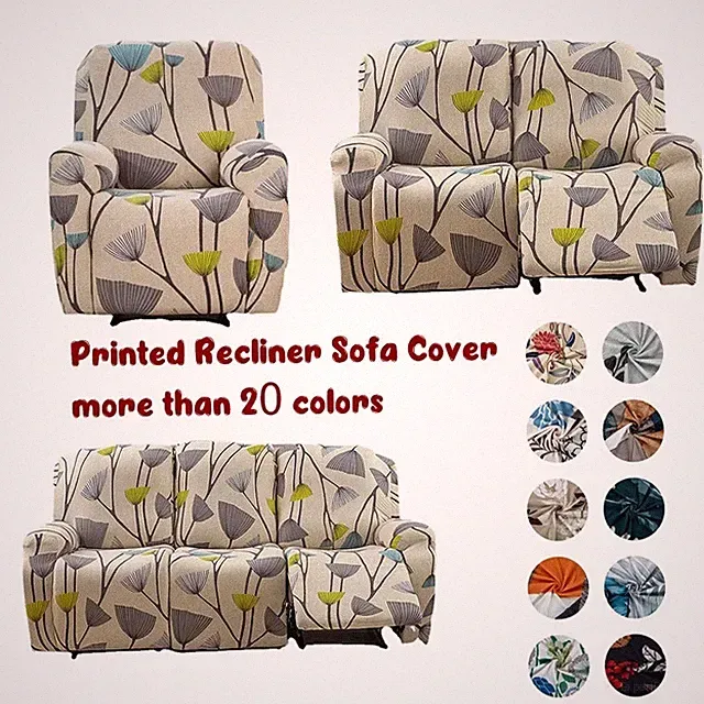 1/2/3 Seater Printed Recliner Sofa Cover Elastic Armchair Couch Cover Protector
