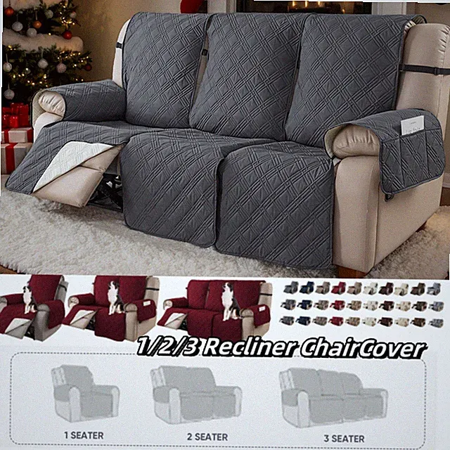 1/2/3Seat Recliner ChairCover 100% Waterproof Anti-Slip Large Recliner Slipcover
