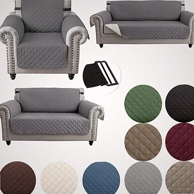 1/2/3Seater Waterproof Quilted Sofa Cover Couch Cover Solid Protector Slipcover