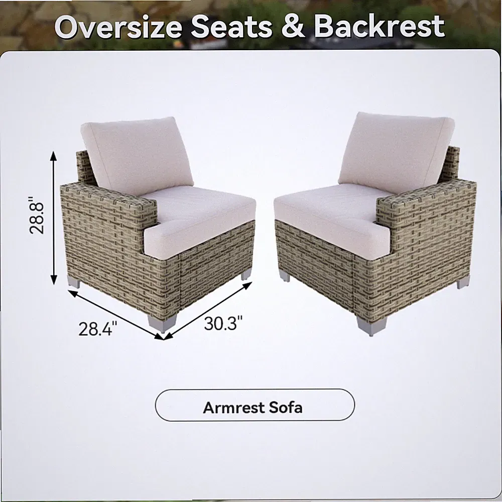 1 / 2-piece Patio Furniture Set Outdoor Rattan Sectional Sofa Set Cushions Table