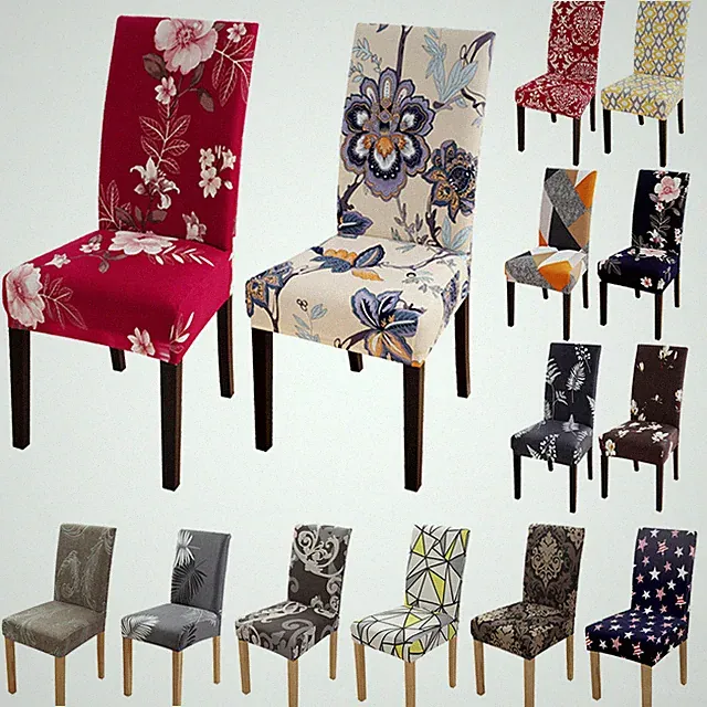 1/4/6pcs Spandex Stretch Dining Chair Covers Slipcovers Printed Home Living Room