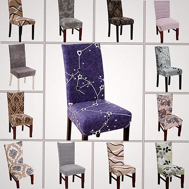 1/4/6pcs Stretch Spandex Dining Room Printed Chair Covers Slipcovers Home Decor
