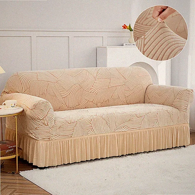 1- 4 Seat Stretch Sofa Slipcover Full Coverage Jacquard Couch Protector Non‑Slip