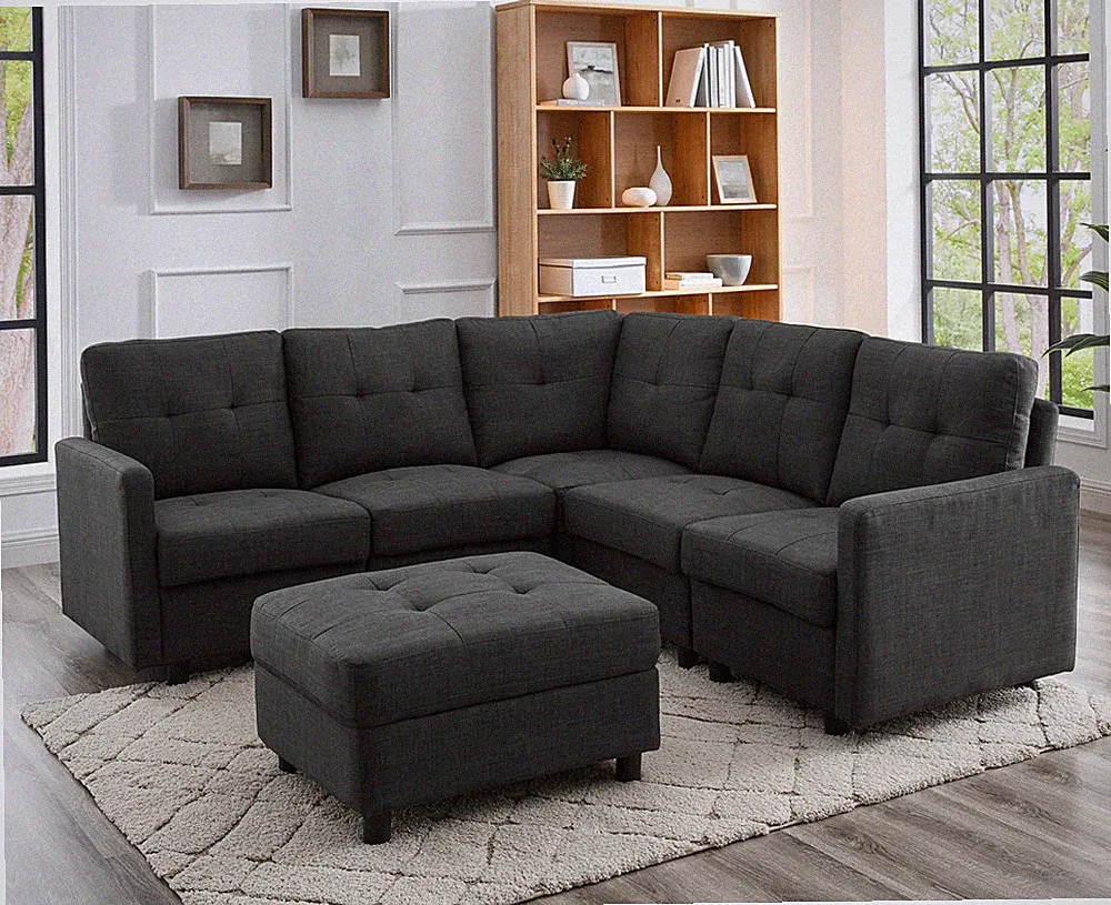 1-7 Pcs Sectional Modern Sofa Set Couch Microsuede Reversible Chaise Ottoman