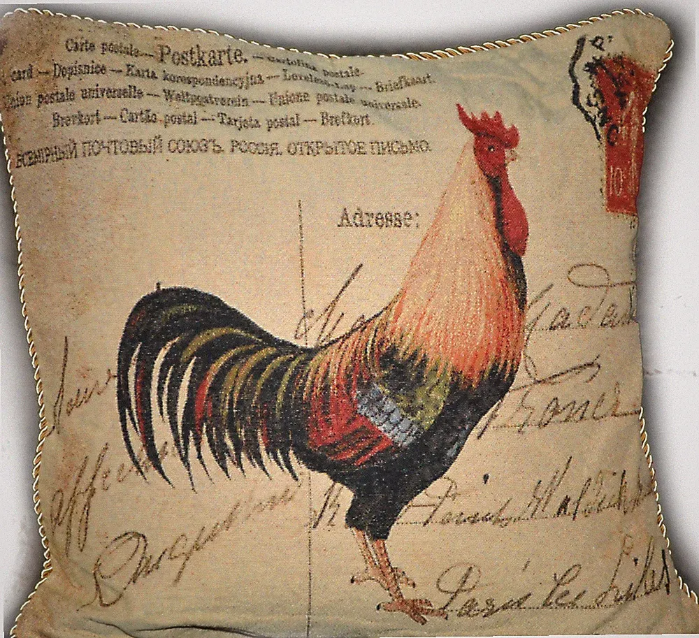 1 PC 18" Vintage Love French Rooster Sofa Bed Throw Pillow Cushion Cover Case