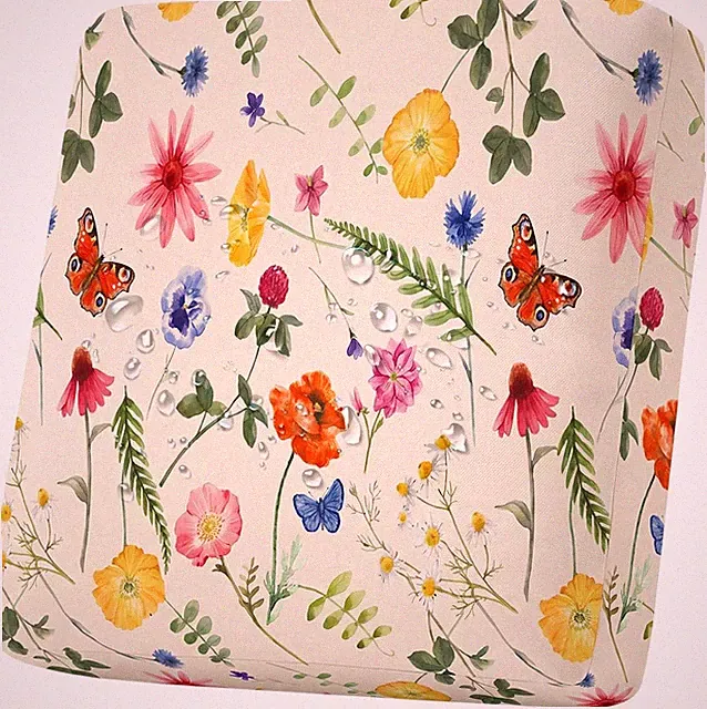 1 Pc Floral Stretch Patio Cushion Covers, Retro Flower Outdoor Couch Cushion