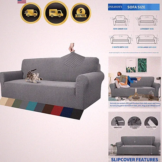 1 Piece Jacquard Couch Covers for 3 Cushion Couch Living Room High Stretch So...