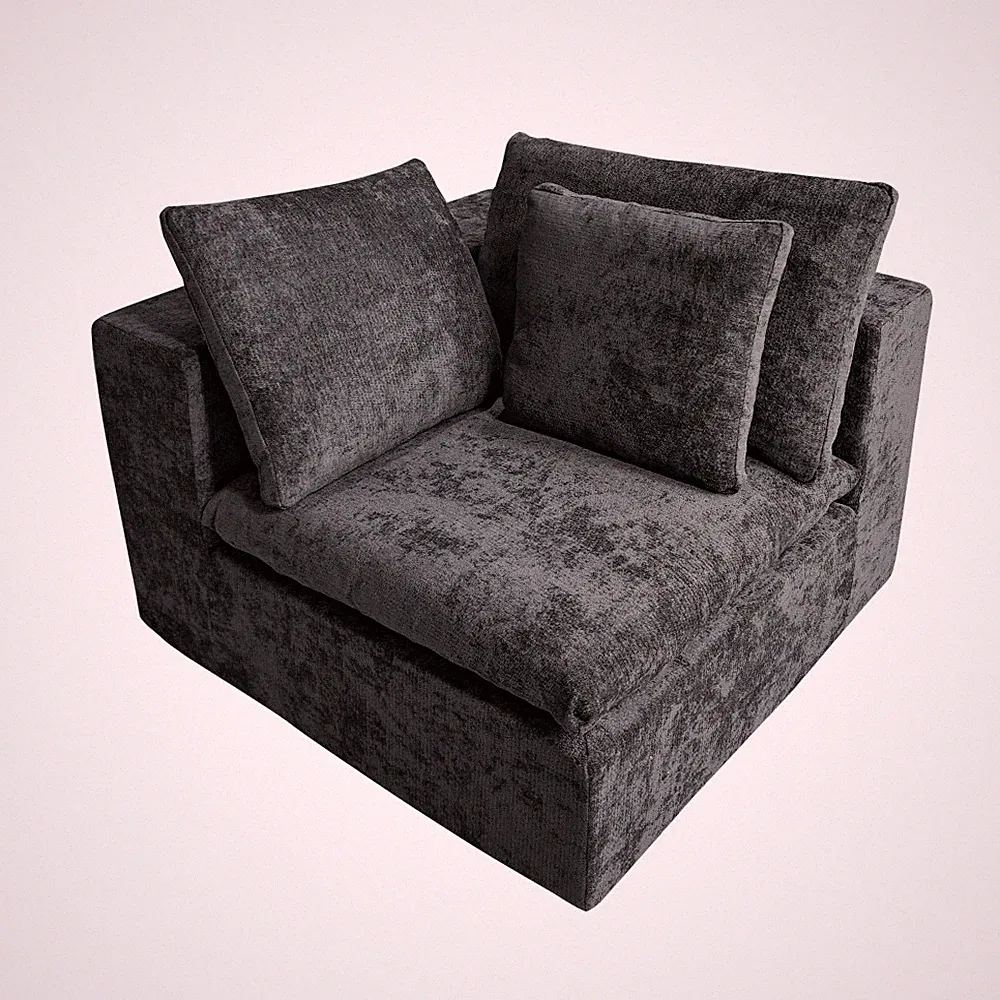 1-Seat Modular Sectional Sofa with Chaise Plush Corduroy - No Assembly Required