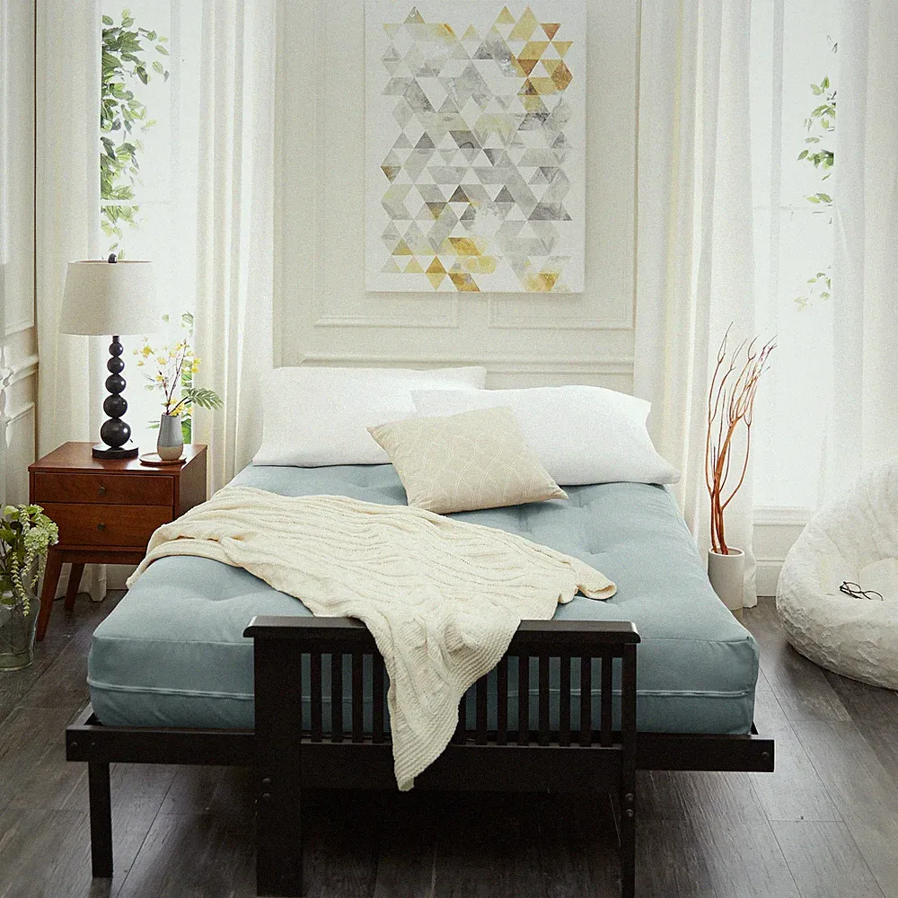 10" Full Futon Mattress Dual Gel Polyester Cover Tufted Folding Sofa Bed