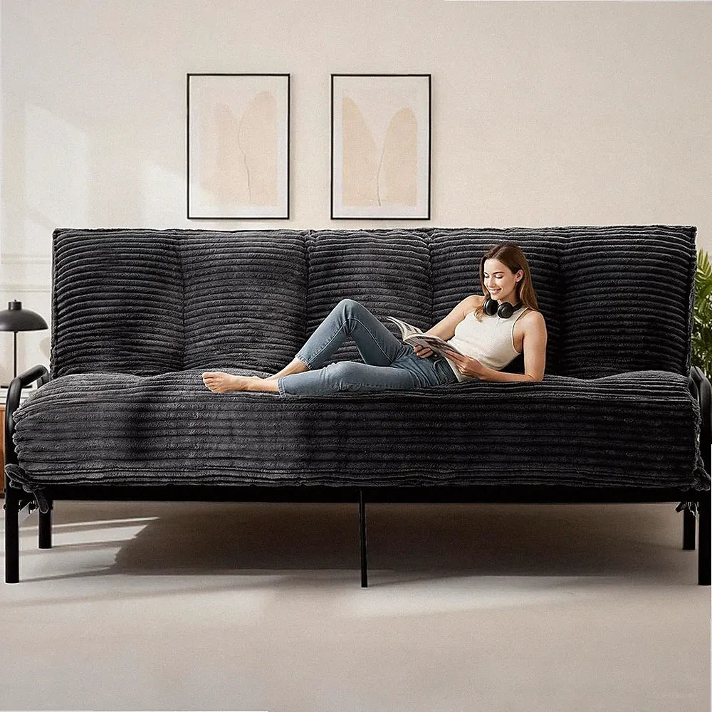 10" Futon Mattr Queen Size,Futons Sofa Couch Bed with Straps, Thi