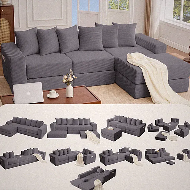 10-in-1 Convertible Sofa Sectional ,Corner Couch , Convertible Floor Sleeper S