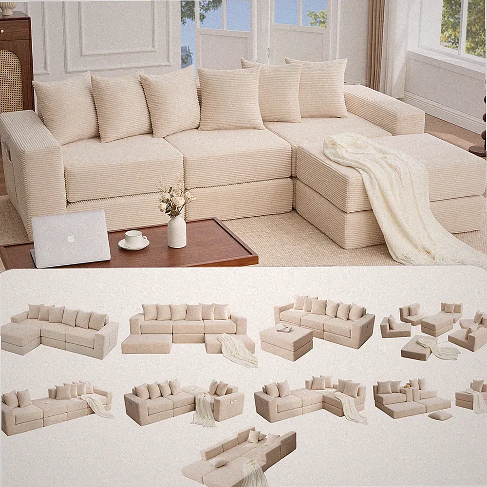 10-in-1 Convertible Sofa Sectional ,Corner Couch , Convertible Floor Sleeper Sof