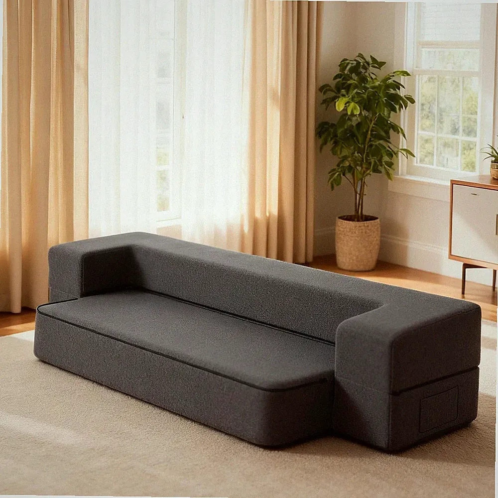 10 Inch Modern Folding Sofa Bed Couch Memory Foam Couch Full Futon Sofa Sleep...