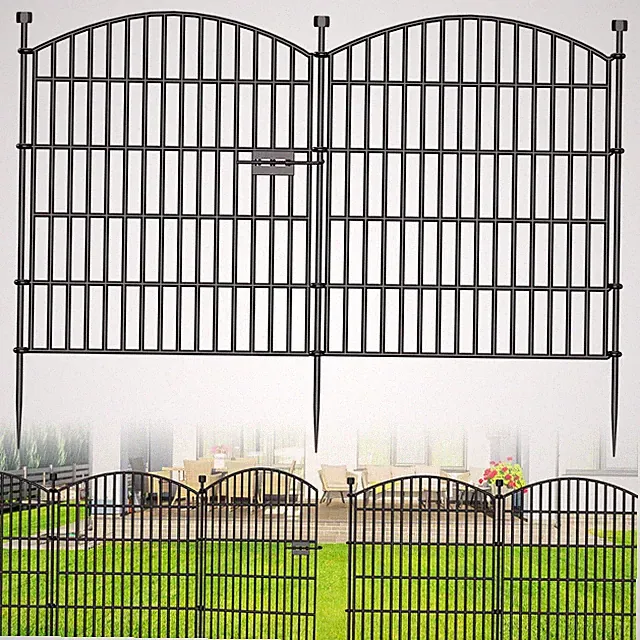 10~Panel No~Dig Decorative Garden Fence with Gate, 32 in x 23.6 ft