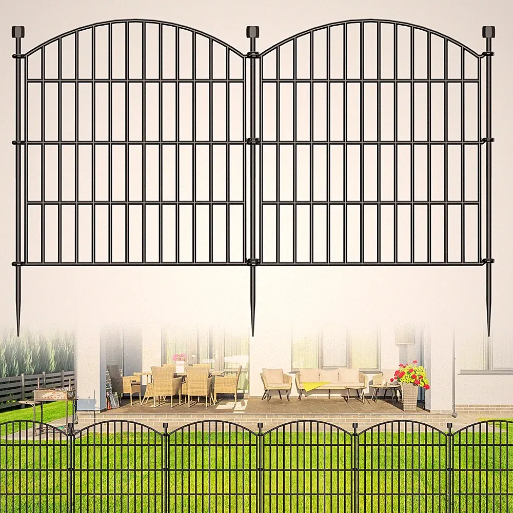 10 Panels No Dig Decorative Garden Fence Animal Barrier 24 in H x 20 ft L D...