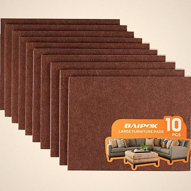 10 PCS 8x6 Inch Cuttable Felt Furniture Pads Self Adhesive Floor Protectors