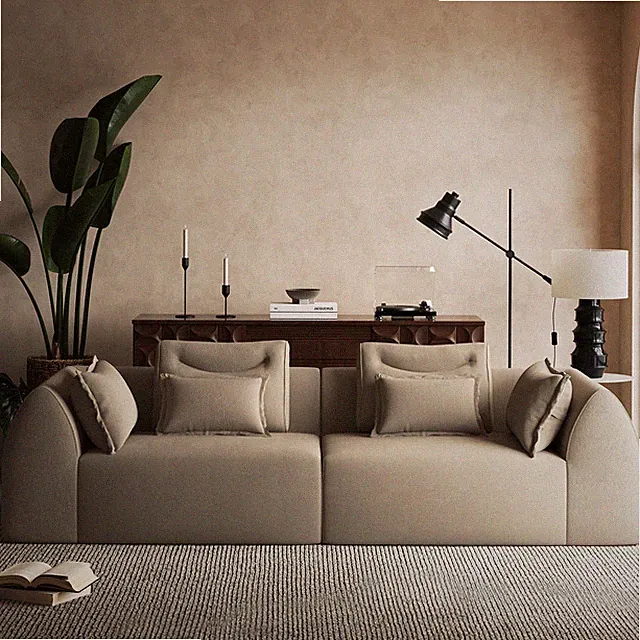 100" Chenille Sofa Couch 2 Seat Modular Sofa High Back Living Room No Slip Pads