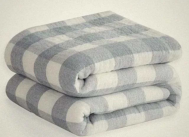 100% Cotton Throw Blanket Blue Checkered Soft Hypoallergenic Couch Bed Travel