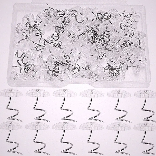 100 Pcs Bed Skirt Pins,Clear Heads Twist Pins for Sofa Covers,Bedskirts