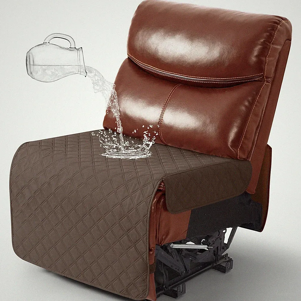 100% Waterproof Armless Chair Cover for Sectional Recliner Sofa 1-Piece Overs...