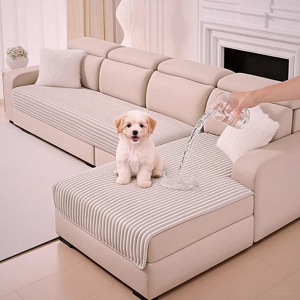 100% Waterproof Couch Cover for Sectional Sofa, Couch Covers for Dogs Washabl...