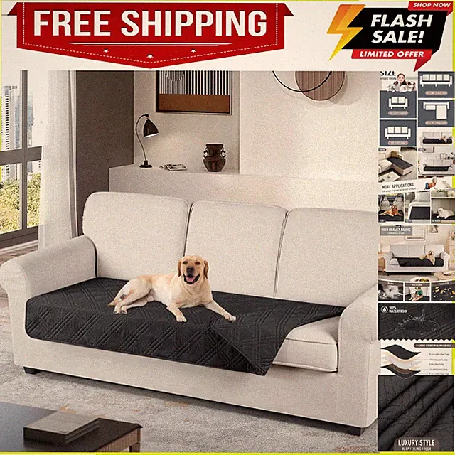 100% Waterproof Couch Cushion Cover Reversible Sofa Seat Cover for Dogs Pets...