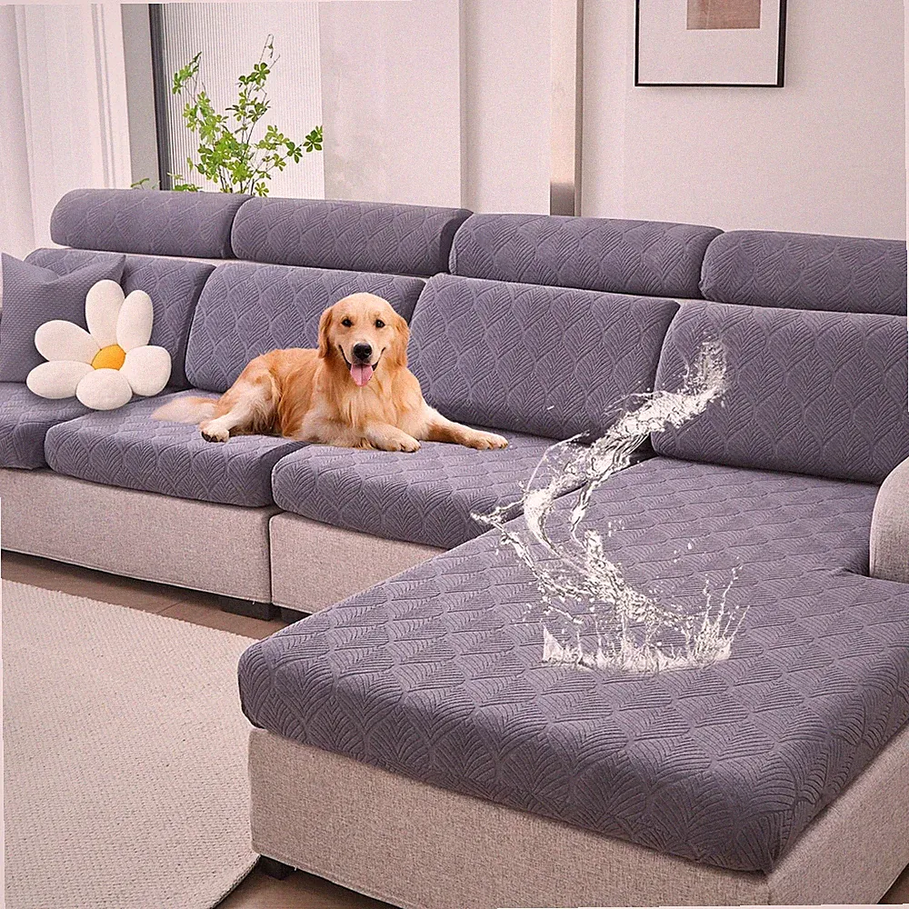100% Waterproof Couch Cushion Covers for Pets - L Shape Chaise Lounge Cover S...