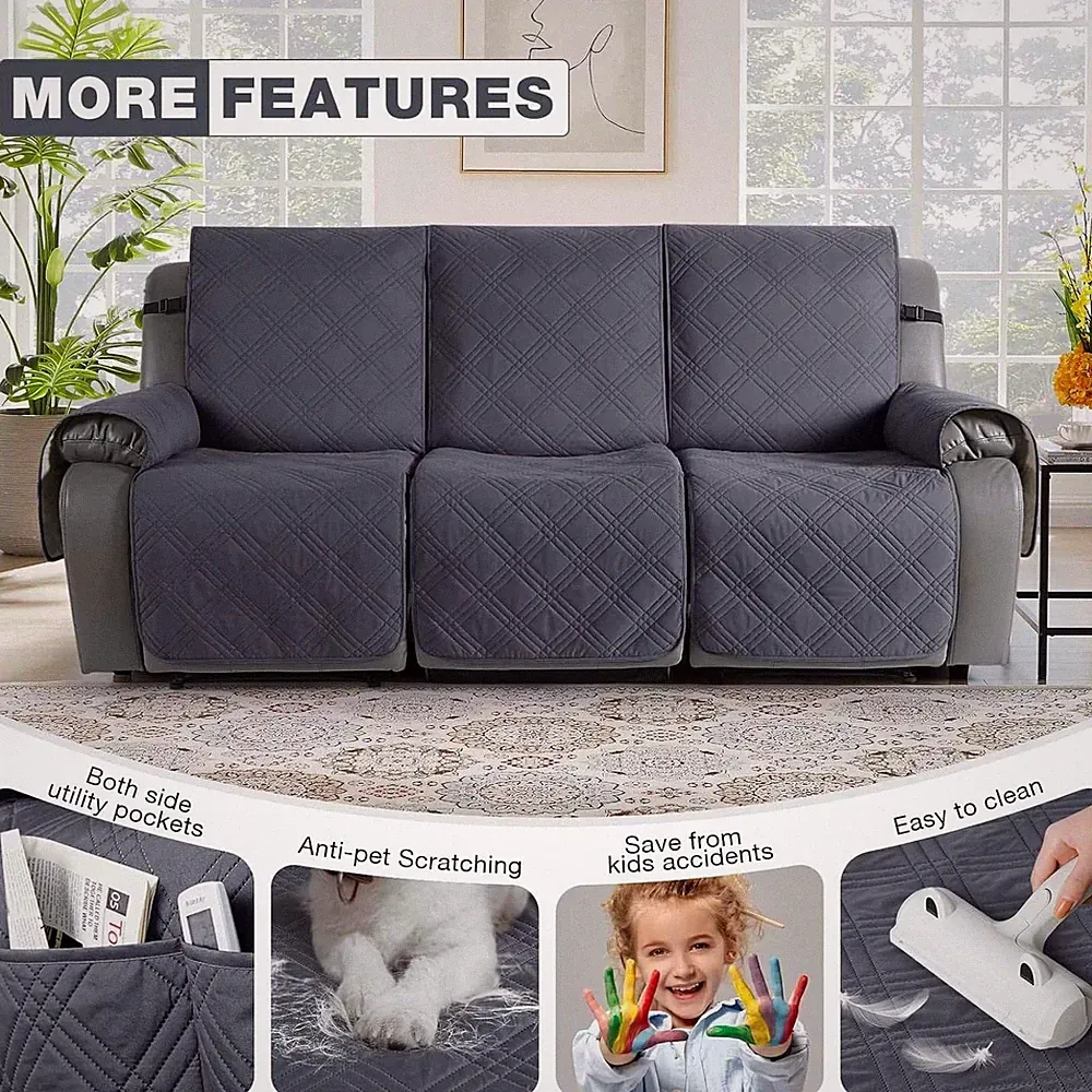 100% waterproof non-slip triple seat recliner cover, home decor protection