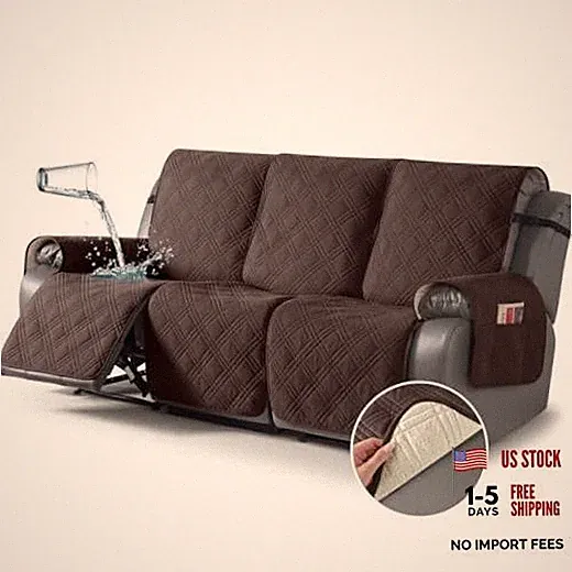 100% Waterproof Recliner Sofa Cover Non Slip Couch 3 Seater Standard Chocolate