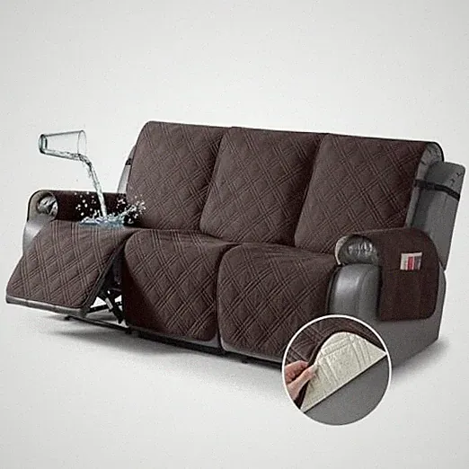 100% Waterproof Recliner Sofa Cover Non Slip Couch Cover 3 Seater Chocolate