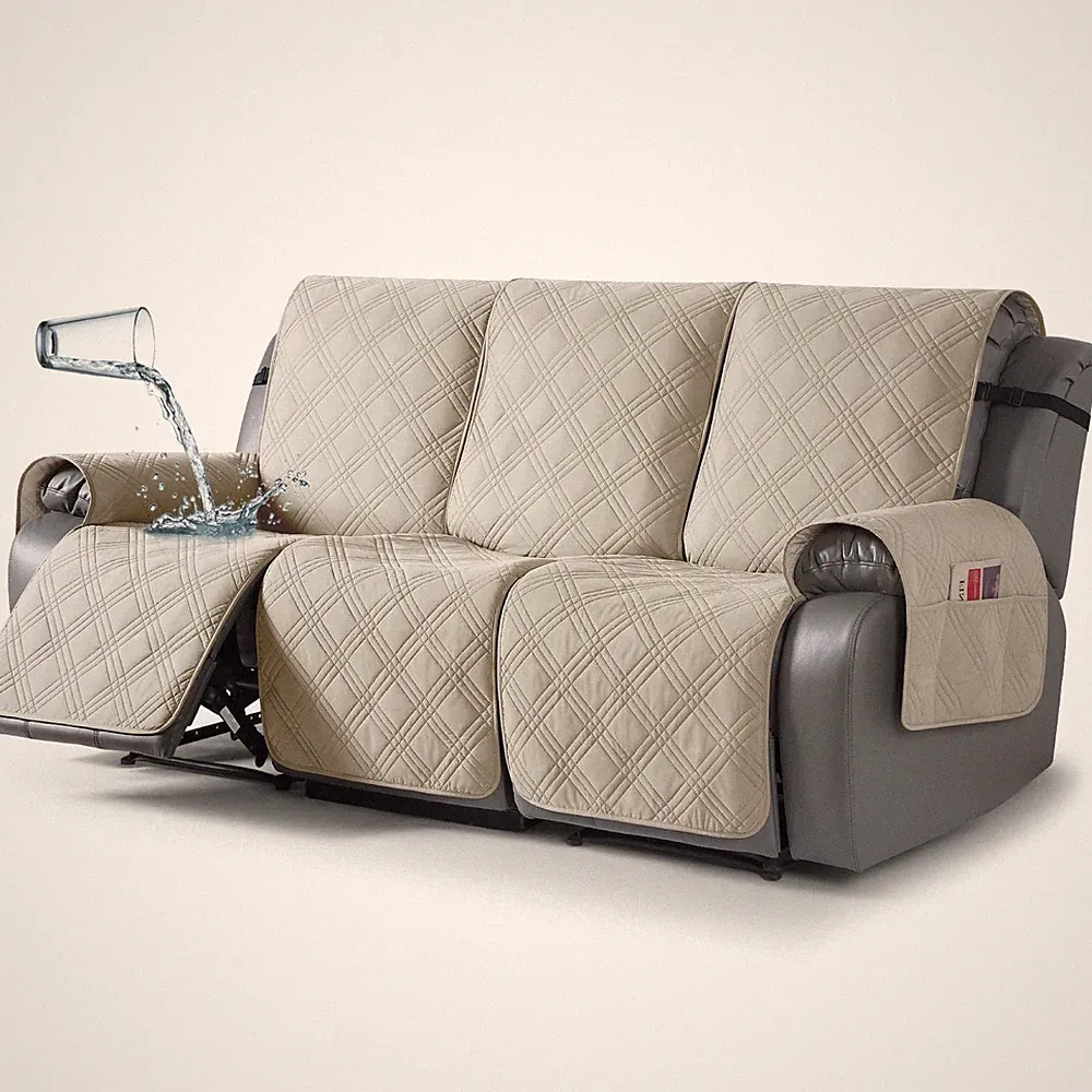 100% Waterproof Recliner Sofa Covers 3 Seater Split Couch Covers for 3 Cushio...