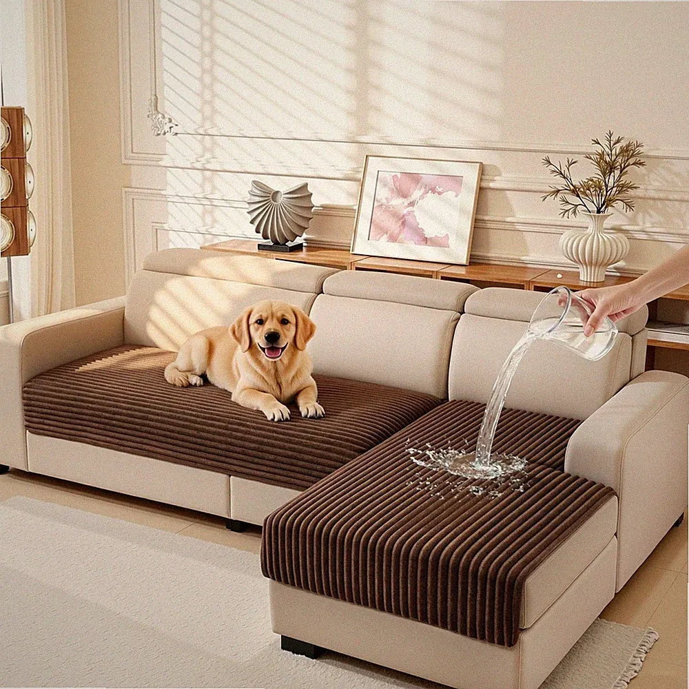 100% Waterproof Sectional Couch Covers, 2 Pieces Non Slip Couch Covers for Do...