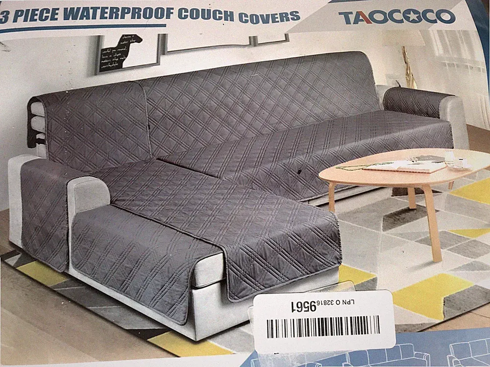 100% Waterproof Sectional Couch Covers L Shaped Sofa Covers 3Pcs Brown Chaise