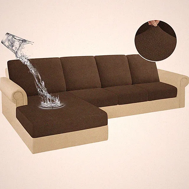 100% Waterproof Sectional Couch Cushion Covers 8 Pieces L Shape Sectional Cov...