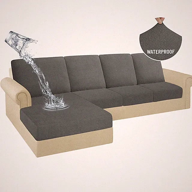 100% Waterproof Sectional Couch Cushion Covers 8 Pieces L Shape Sectional Cov...