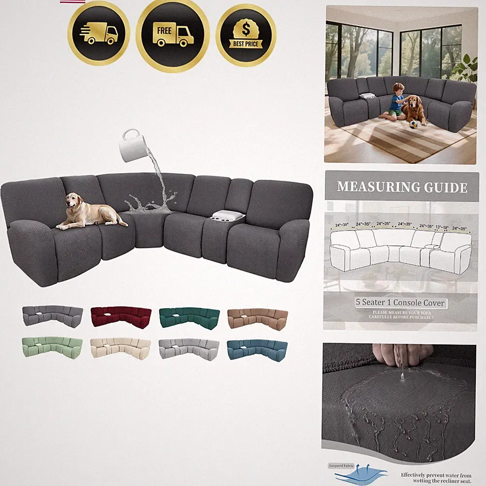 100% Waterproof Sectional Recliner Couch Covers for Reclining Couch L Shaped...
