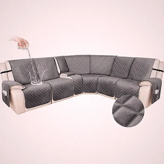 100% Waterproof Velvet Recliner Sectional Couch Covers L Shaped Corner Reclin...