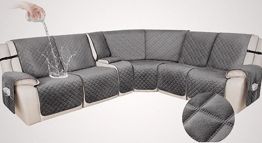 100% Waterproof Velvet Recliner Sectional Couch Covers L Shaped Corner Reclining