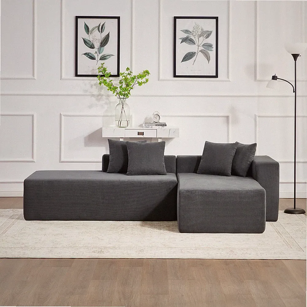 101-inch L-shaped modular sofa w/deep seat design,no assembly required,high-dens