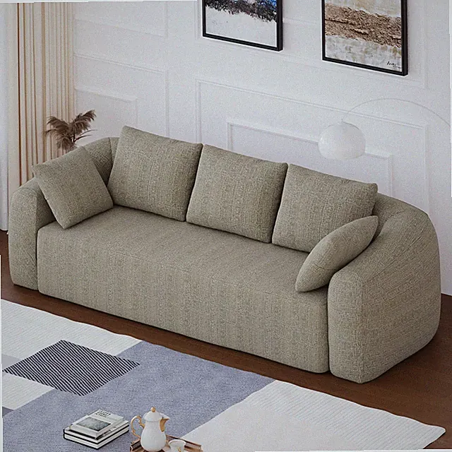 101" Modern Chenille Sofa Couch 3 Seater Deep Seat for Living Room Comfy No Slip